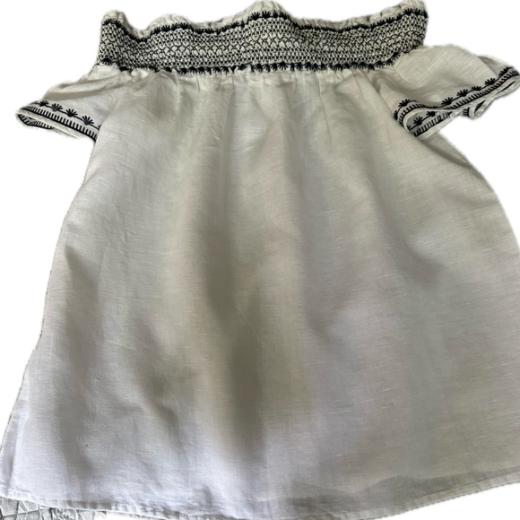 NWT, Ann Taylor Womens Short Sleeve Smocked Off Shoulder, small, linen, cotton - Picture 5 of 12